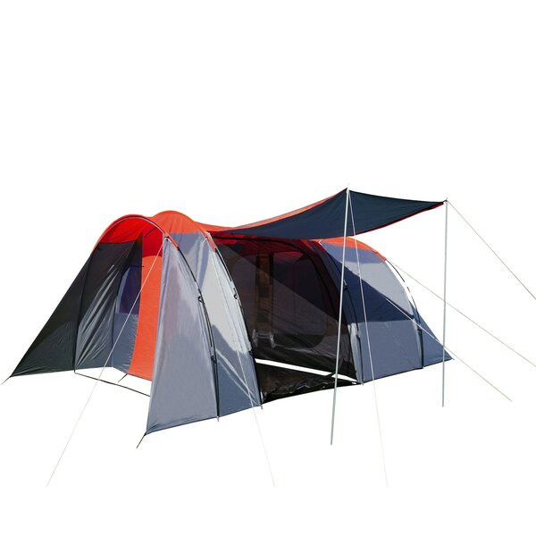 Bild 1 von Campingzelt MCW-A99, 6-Mann Zelt Kuppelzelt Festival-Zelt, 6 Personen ~ rot/grau