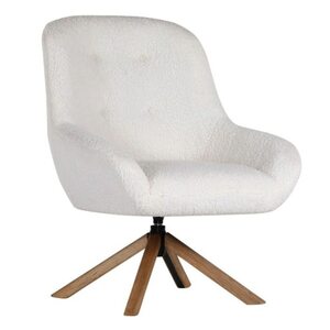 Sessel WOLLY weiß - Spinngestell - drehbar - Holz - Eiche - massiv - lackiert - Bezug weiß - Breite 75 cm - Höhe 95 cm  - Tiefe 85 cm