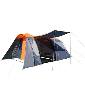 Campingzelt MCW-A99, 6-Mann Zelt Kuppelzelt Festival-Zelt, 6 Personen ~ orange/grau