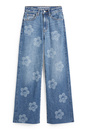 Bild 1 von C&A CLOCKHOUSE-Wide Leg Jeans-High Waist-geblümt, Blau, Größe: 44