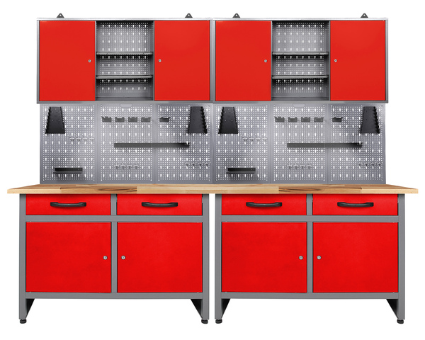 Bild 1 von Kraft Werkzeuge Werkstatt Set Werner 240 cm 2 Schränke LED rot