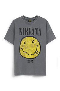 C&A CLOCKHOUSE-T-Shirt-Nirvana, Grau, Größe: XS