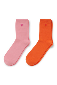 C&A Multipack 2er-Socken mit Motiv-Früchte, Orange, Größe: 35-38