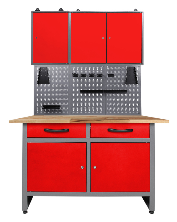 Bild 1 von Kraft Werkzeuge Werkstatt Set Werner 120 cm 2 Schränke rot