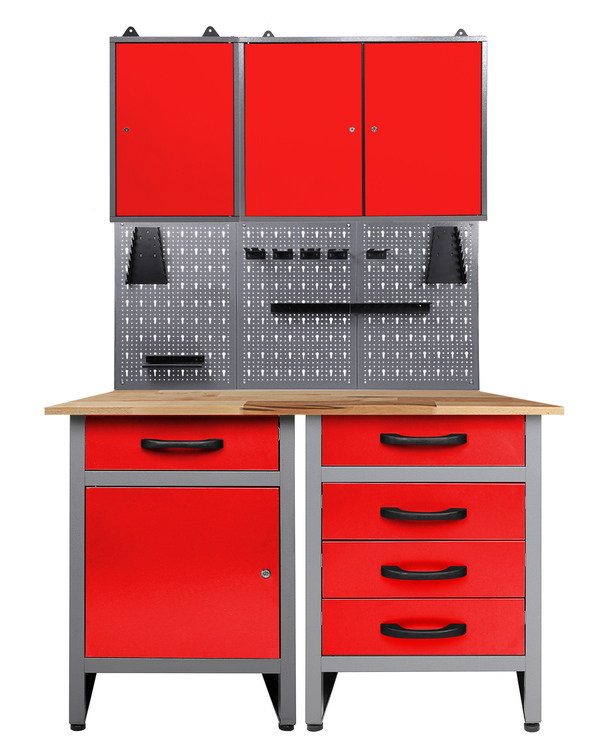 Bild 1 von Kraft Werkzeuge Werkstatt Set Entdecker 120 cm 2 Schränke rot
