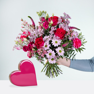 Blumenstrauß My Love mit Deko-Aufsteller Herz