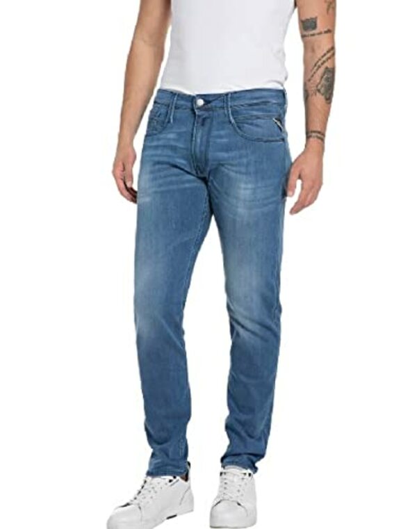 Bild 1 von Replay Herren Jeans Anbass Slim-Fit mit Power Stretch, Blau (Medium Blue 009), W40 x L36