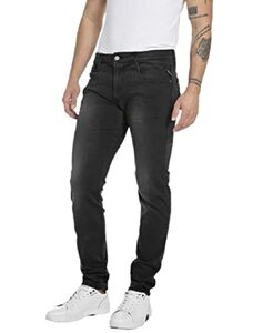 Replay Herren Jeans Grover Straight-Fit mit Stretch, Schwarz (Black 098), W28 x L30