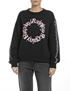 Replay Damen Sweatshirt aus Baumwollmix, Schwarz (Black 098), M