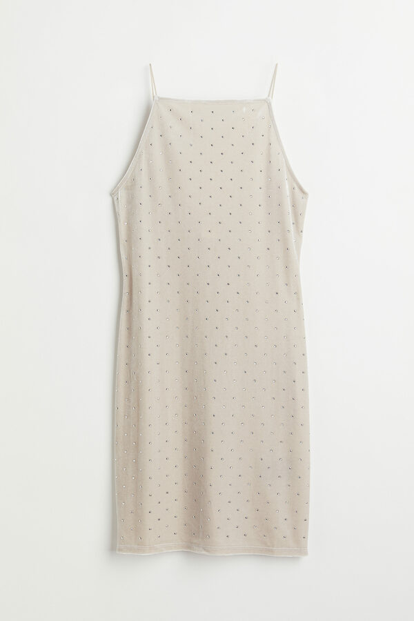 Bild 1 von H&M Figurbetontes Kleid Hellbeige/Nieten, Party kleider in Größe XXL. Farbe: Light beige/studs