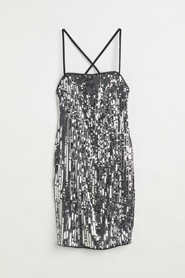 Bild 1 von H&M Kurzes Paillettenkleid Schwarz/Silberfarben, Party kleider in Größe M. Farbe: Black/silver-coloured