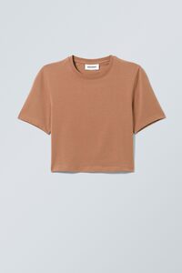 Weekday Mini-Crop-Top Terracotta, T-Shirt in Größe XS. Farbe: Dusty brown