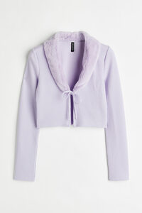 H&M Kurzer Cardigan zum Binden Helllila, Cardigans in Größe XS. Farbe: Light purple