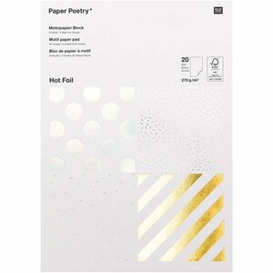 Paper Poetry Motivpapier Block Streifen 270g/m² 20 Blatt Hot Foil
