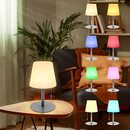 Bild 1 von LED Outdoor Tischlampe, Akku Tischleuchte für Außen 8 Farben mit Warmweiß Farbwechsel Dimmbar, Kabellos Tischlampe IP45 Wasserdicht für Innen/Außen Schlafzimmer Restaurant (Lampenschirm A,Silber