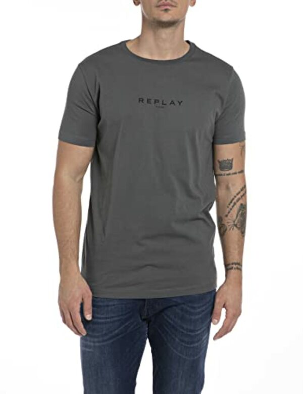 Bild 1 von Replay Herren T-Shirt Kurzarm mit Logo Print, Grau (Cold Grey 596), XS