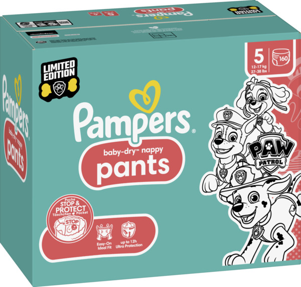 Bild 1 von Pampers Baby Dry Nappy Pants Gr.5 (12-17kg) Monatsbox Paw Patrol