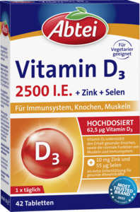Abtei Vitamin D3 2500 I.E. + Zink + Selen
