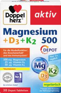 Doppelherz Magnesium 500 + D3 + K2 Depot