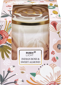 Rubin Licht Duftglas mit Golddeckel Indian Rose & Sweet Almond