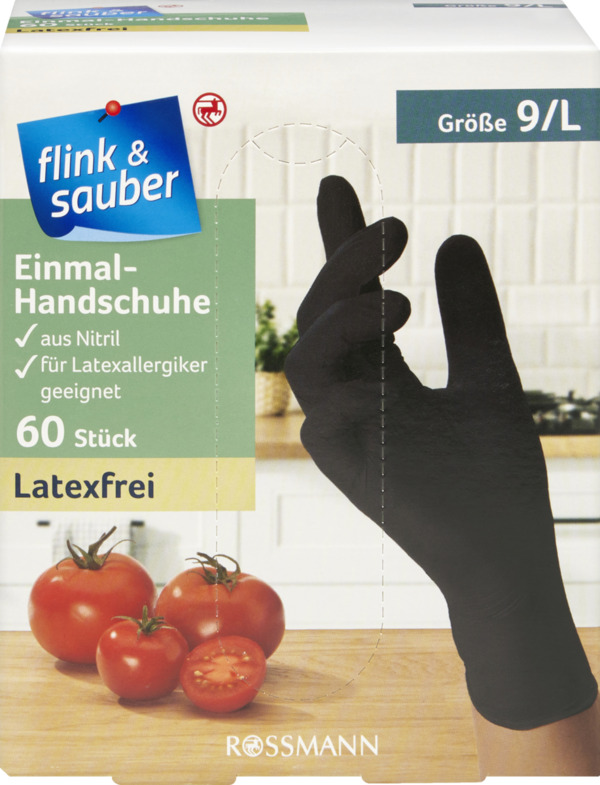 Bild 1 von flink & sauber Einmal-Handschuhe Nitril schwarz Gr. L