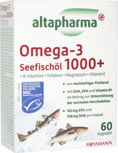 altapharma Omega-3 Seefischöl 1000+ B-Vitamine + Folsäure + Magnesium + Vitamin E