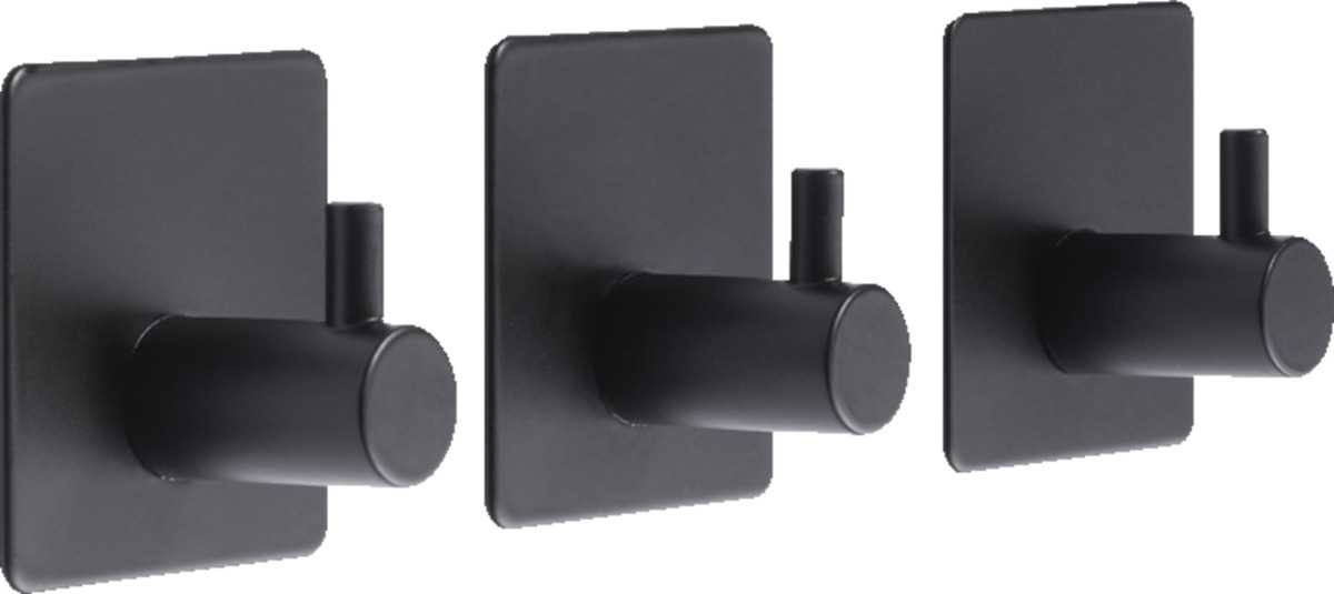 Bild 1 von IDEENWELT 3er Set Selbstklebende Wandhaken schwarz
