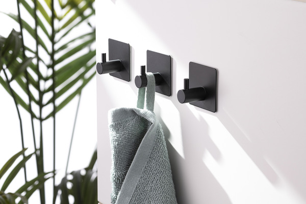 Bild 3 von IDEENWELT 3er Set Selbstklebende Wandhaken schwarz