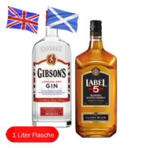 Label 5 Scotch Whisky oder Gibson's London Dry Gin