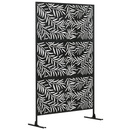 Bild 1 von Outsunny Paravent Sichtschutz mit Ständer, Raumteiler mit Weidenblattmuster, 122 x 198 cm Trennwand Raumtrenner für Garten, Terrasse, Stahl, Schwarz