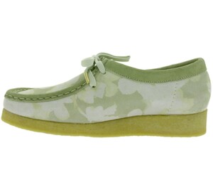 Clarks Originals Damen Schnürschuhe mit floralem Muster Echtleder-Bootsschuhe Wallabee Grün