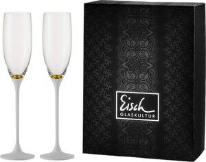 Eisch Sektglas »Champagner Exklusiv«, (Set, 2 tlg.), Echtgoldauflage, Teilveredelung in Steinoptik, 180 ml, 2-teilig
