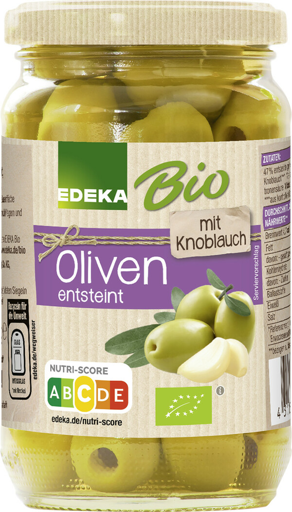 Bild 1 von EDEKA Bio Oliven gefüllt mit Knoblauch 350G