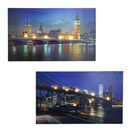 Bild 1 von 2er-Set LED-Bild, Leuchtbild Leinwandbild Wandbild, Timer 40x60cm Bridges