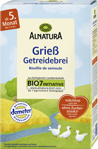 Alnatura Demeter Bio Grieß Getreidebrei ab dem 5. Monat 250G