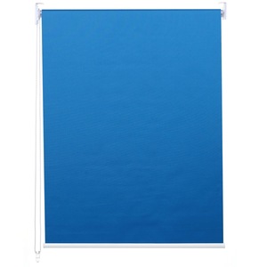 Rollo MCW-D52, Fensterrollo Seitenzugrollo Jalousie, Sonnenschutz Verdunkelung blickdicht 120x160cm ~ blau