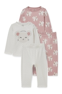 C&A Multipack 2er-Baby-Pyjama-4 teilig, Rosa, Größe: 68