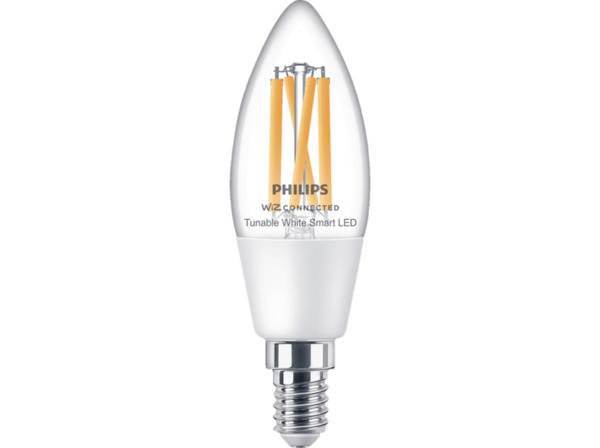 Bild 1 von PHILIPS Smart LED Kerzenform Filament Clear (TW) Einzelpack Glübirne 2700-6500 Kelvin
