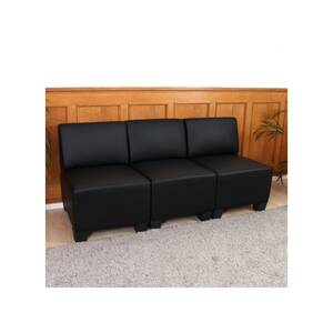 Modular 3-Sitzer Sofa Moncalieri, Kunstleder ~ schwarz, ohne Armlehnen