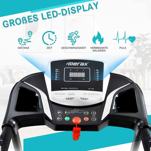 Bild 1 von Merax Laufband »fitness klappbar elektrisch«, 12 automatische Programme, Handpulsmessung&LED-Anzeige