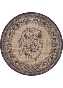 RunderTeppich mit großem Löwenkopf