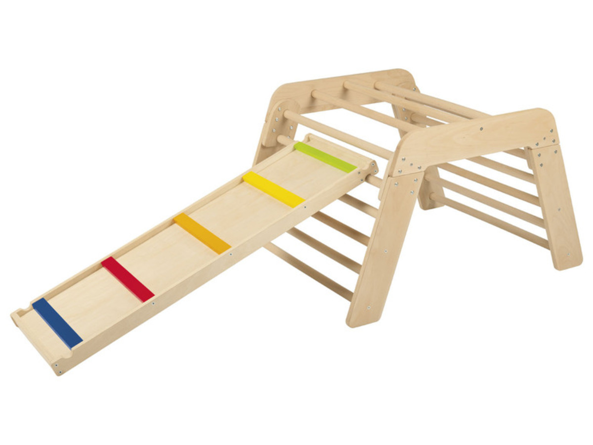 Bild 2 von Playtive 2-in-1 Holz Kletterleiter und Rutsche, 4 farbige Trittstufen
