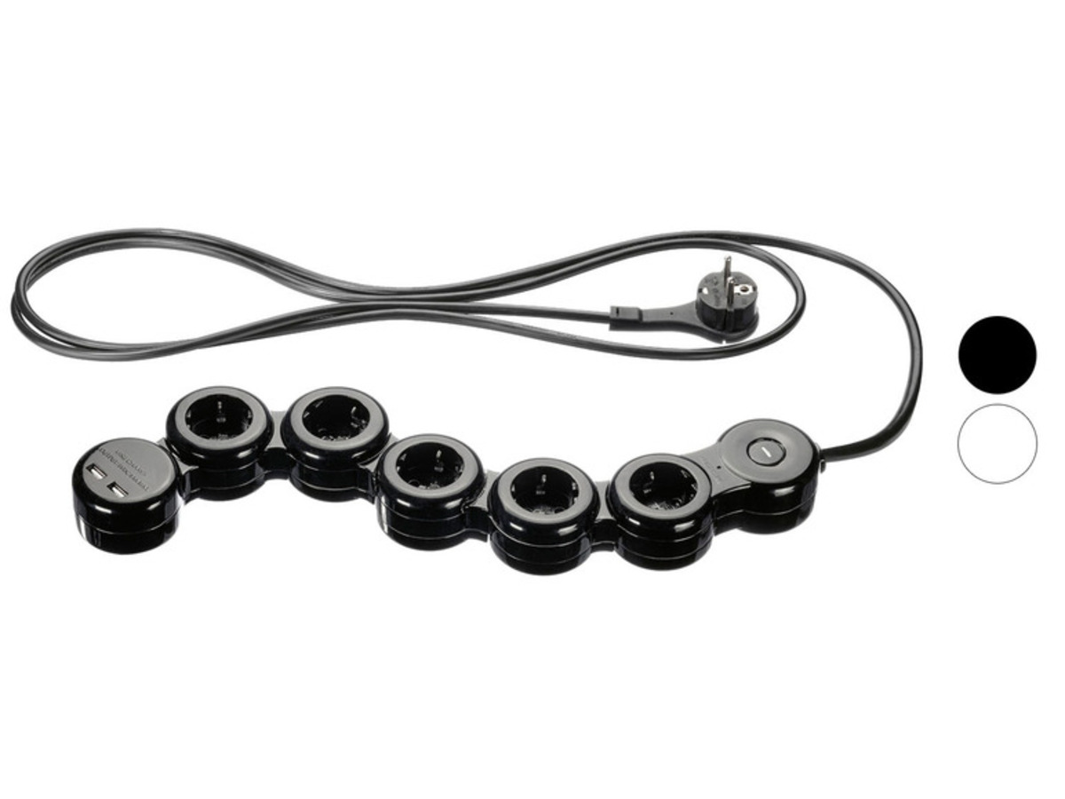 Bild 1 von SILVERCREST Wendige Steckdosenleiste, 5-fach, 2 USB-Anschlüsse