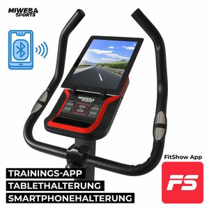 Miweba Sports Heimtrainer »Profi Indoor Cycle Ergometer ME400 12 Kg Schwungrad« (Fitnessfahrrad), App - Bluetooth - Tablethalterung - LCD - Pulsmesser