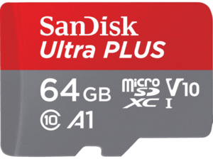 SANDISK Ultra® PLUS, Micro-SDXC Speicherkarte, 64 GB, 150 MB/s