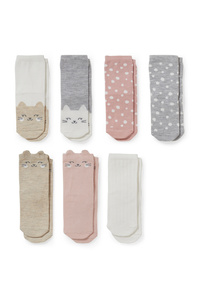 C&A Multipack 7er-Kätzchen-Baby-Socken mit Motiv, Pink, Größe: 21-23