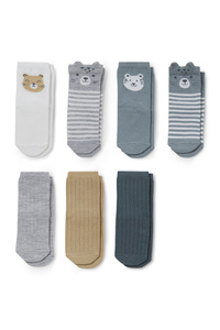 C&A Multipack 7er-Bärchen-Baby-Socken mit Motiv, Grau, Größe: 21-23