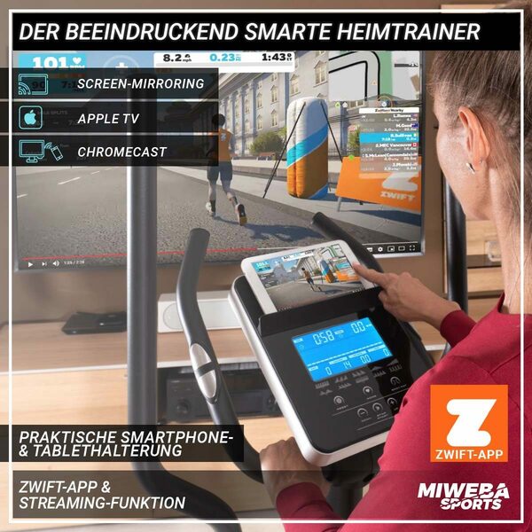 Bild 1 von Miweba Sports Crosstrainer »Profi Fitnessgerät Ellipsentrainer MC400 - 27 kg Schwungmasse« (Pulsmessung, Crosstrainer, Heimtrainer), Zwift App - Bluetooth – Magnetbremse – LCD - Tablethal