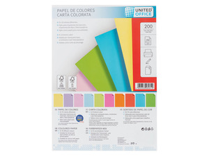 UNITED OFFICE Farbpapier-Mixpack, DIN A4, 200 Blatt FSC