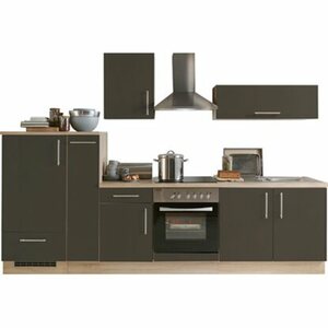 Menke Küchenzeile Premium 300 cm Lava Hochglanz-Sonoma Eiche Nachbildung